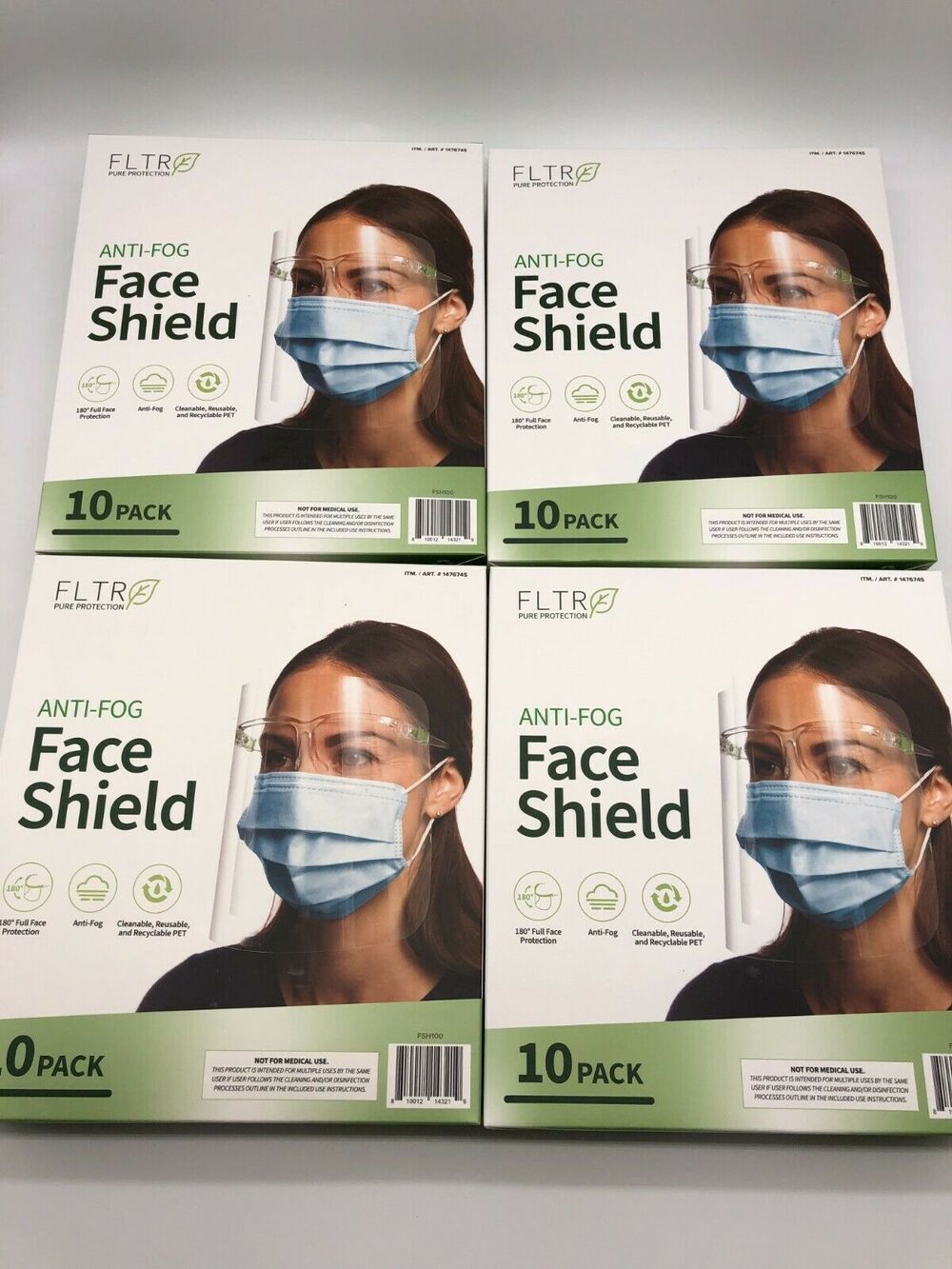 Face Shields 10-pack Barrier Comfort FLTR Pure Protection Anti-Fog Lot of 4